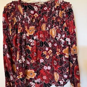 Nurture by Westbound Floral Blouse - Rust and Gold